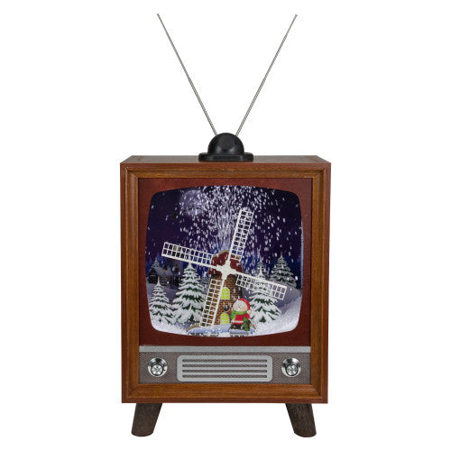 LED Lighted Musical Snowing Windmill TV Set  Decoration - 21"