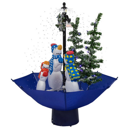 30" Lighted Musical Snowing Snowman Family in Umbrella Base Christmas Decoration