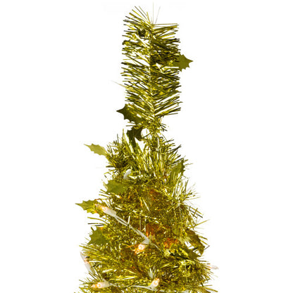 4' Pre-Lit Gold Tinsel Pop-Up Artificial Christmas Tree, Clear Lights