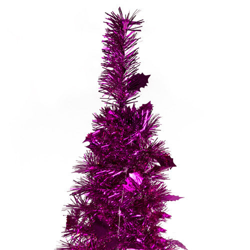 4' Pink Tinsel Pop-Up Artificial Christmas Tree, Unlit