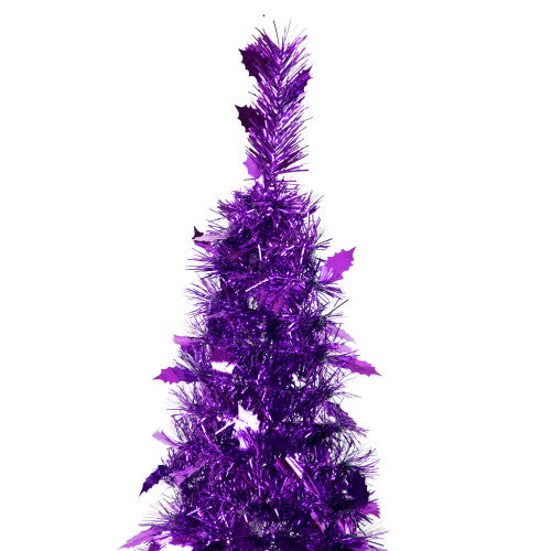 4' Purple Tinsel Pop-Up Artificial Christmas Tree, Unlit