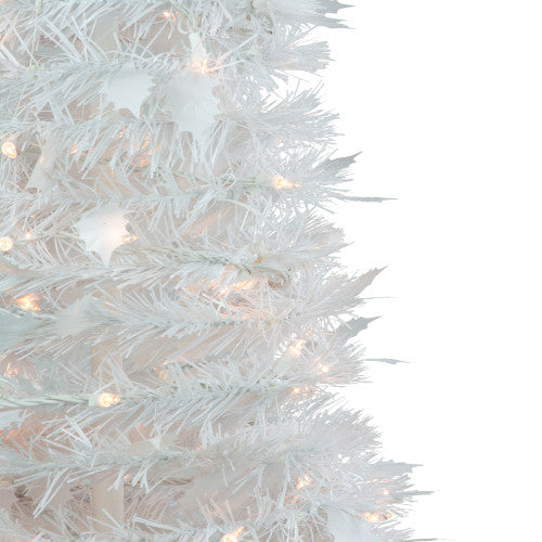 4' Pre-Lit White Tinsel Pop-Up Artificial Christmas Tree, Clear Lights