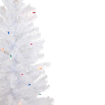 4' Pre-Lit Woodbury White Pine Slim Artificial Christmas Tree, Multi Lights
