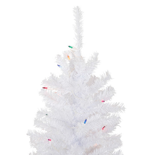 4' Pre-Lit Woodbury White Pine Slim Artificial Christmas Tree, Multi Lights