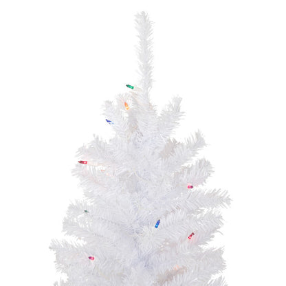 4' Pre-Lit Woodbury White Pine Slim Artificial Christmas Tree, Multi Lights