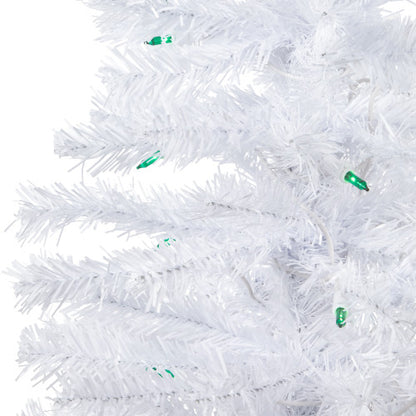 3' Pre-Lit Woodbury White Pine Slim Artificial Christmas Tree, Green Lights