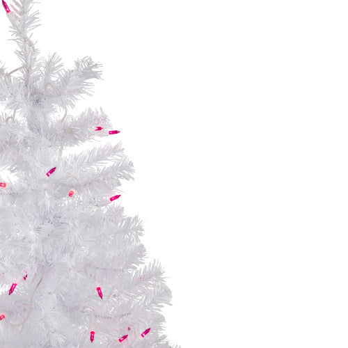 3' Pre-Lit Woodbury White Pine Slim Artificial Christmas Tree, Pink Lights