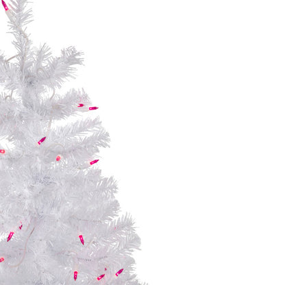 3' Pre-Lit Woodbury White Pine Slim Artificial Christmas Tree, Pink Lights