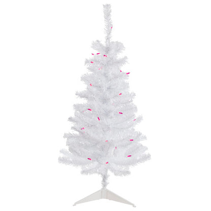 3' Pre-Lit Woodbury White Pine Slim Artificial Christmas Tree, Pink Lights