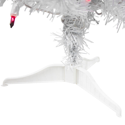 2' Pre-Lit Woodbury White Pine Slim Artificial Christmas Tree, Pink Lights