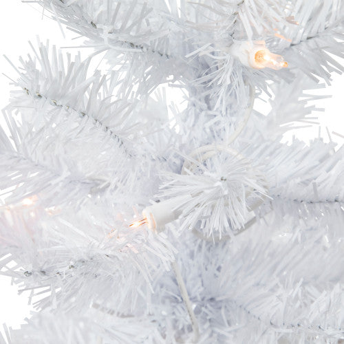 2' Pre-Lit Woodbury White Pine Slim Artificial Christmas Tree, Clear Lights