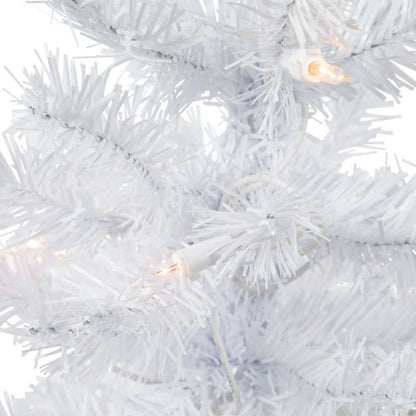 2' Pre-Lit Woodbury White Pine Slim Artificial Christmas Tree, Clear Lights