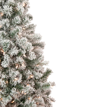 4.5' Pre-Lit Flocked Madison Pine Artificial Christmas Tree, Clear Lights