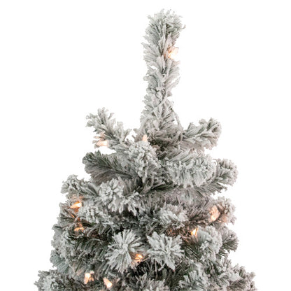 4.5' Pre-Lit Flocked Madison Pine Artificial Christmas Tree, Clear Lights