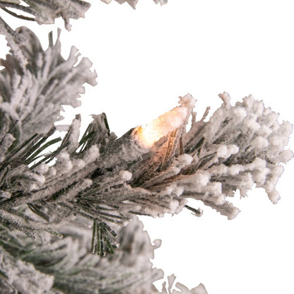 4.5' Pre-Lit Flocked Madison Pine Artificial Christmas Tree, Clear Lights