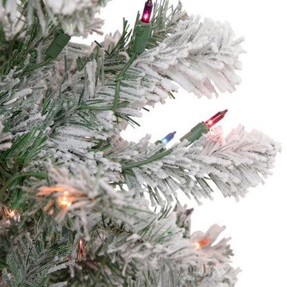 3' Pre-Lit Medium Heavily Flocked Madison Pine Artificial Christmas Tree, Multi Lights