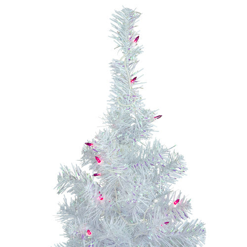 3' Pre-lit Rockport White Pine Artificial Christmas Tree, Pink Lights
