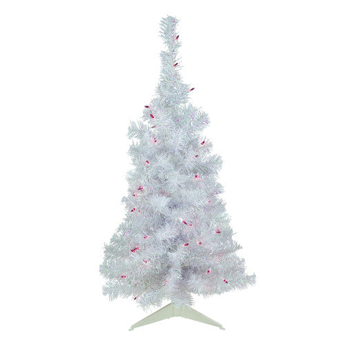 3' Pre-lit Rockport White Pine Artificial Christmas Tree, Purple Lights