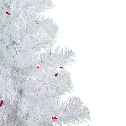3' Pre-lit Rockport White Pine Artificial Christmas Tree, Purple Lights