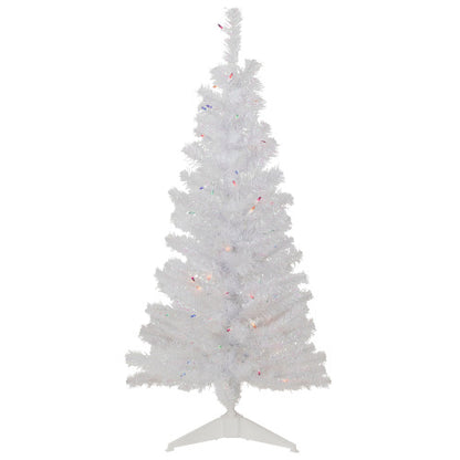 4' Pre-lit Rockport White Pine Artificial Christmas Tree, Multi Lights