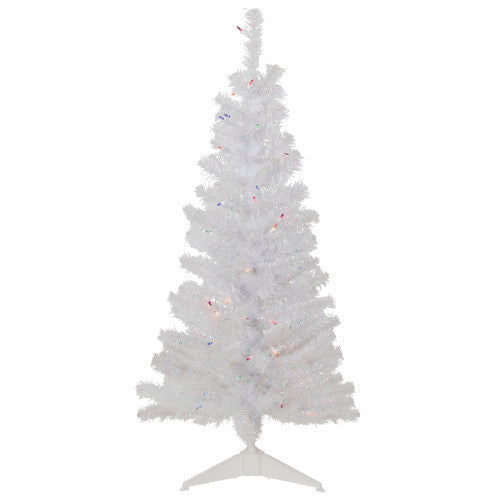 4' Pre-lit Rockport White Pine Artificial Christmas Tree, Multi Lights
