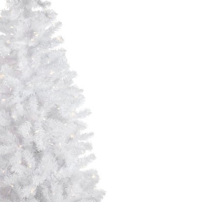 7.5' Pre-Lit White Georgian Pine Pencil Artificial Christmas Tree, Warm White LED Lights