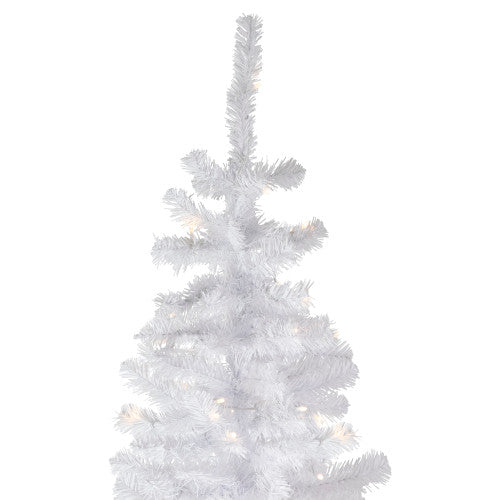7.5' Pre-Lit White Georgian Pine Pencil Artificial Christmas Tree, Warm White LED Lights