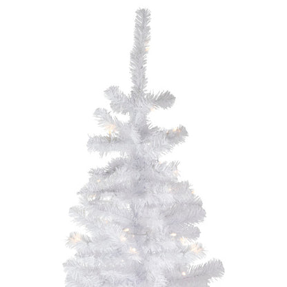 7.5' Pre-Lit White Georgian Pine Pencil Artificial Christmas Tree, Warm White LED Lights
