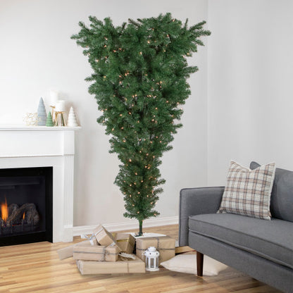 5.5' Pre-Lit Medium Upside Down Spruce Artificial Christmas Tree, Clear Lights