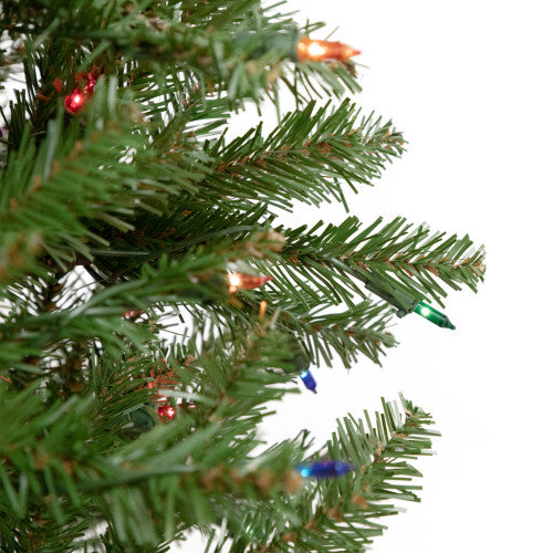6.5' Pre-Lit Silver Lake Fir Pencil Artificial Christmas Tree, Multi Lights