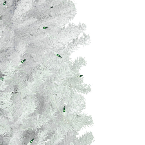 6.5' Pre-Lit Woodbury White Pine Pencil Artificial Christmas Tree, Green Lights