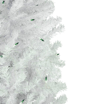 6.5' Pre-Lit Woodbury White Pine Pencil Artificial Christmas Tree, Green Lights