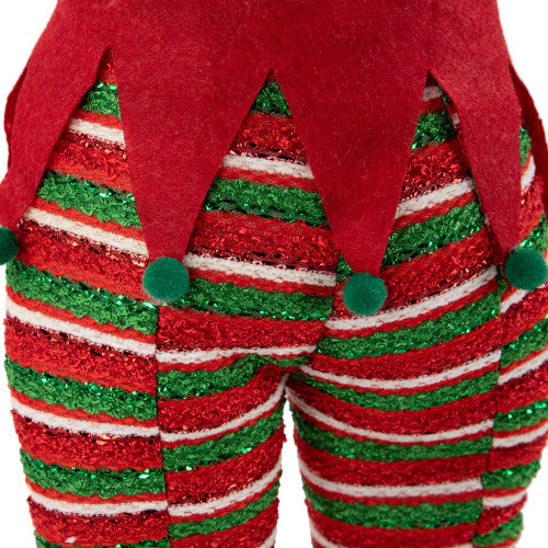 19" Red and Green Striped Elf Legs Christmas Decoration