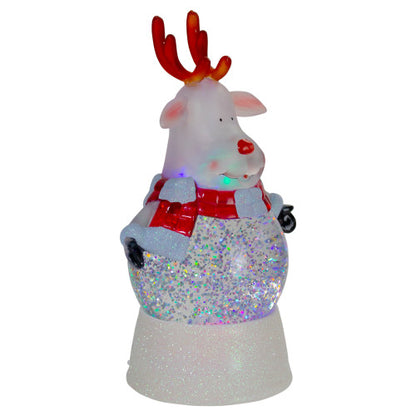 LED Lighted Color Changing Reindeer Christmas Snow Globe - 8"