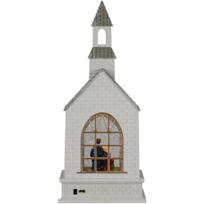 LED Lighted Holy Family Church Scene Christmas Snow Globe - 12"