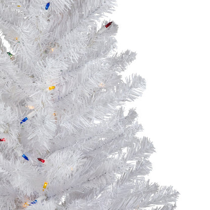 3' Pre-Lit Snow White Artificial Christmas Tree, Multi Lights