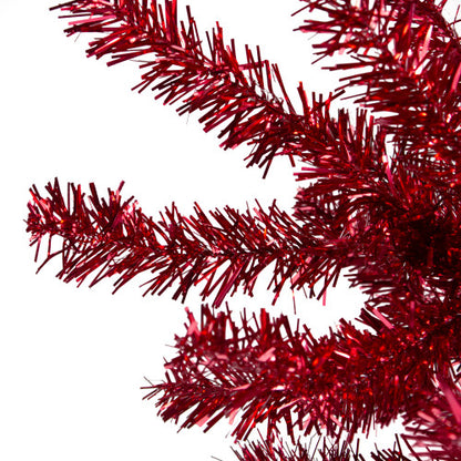 7' Metallic Red Tinsel Artificial Christmas Tree - Unlit