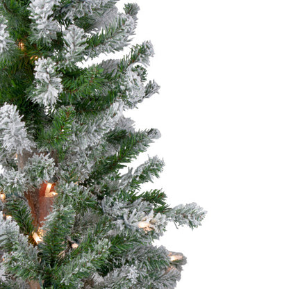 4ft Pre-Lit Flocked Alpine Artificial Christmas Tree, Clear Lights
