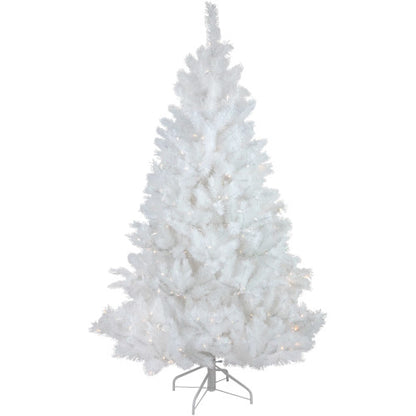 6.5' Pre-Lit White Alaskan Pine Artificial Christmas Tree, Warm White LED Lights