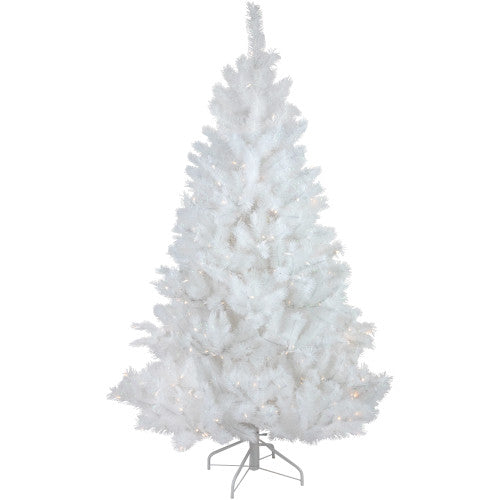 7.5' Pre-Lit White Alaskan Pine Artificial Christmas Tree, Warm White LED Lights