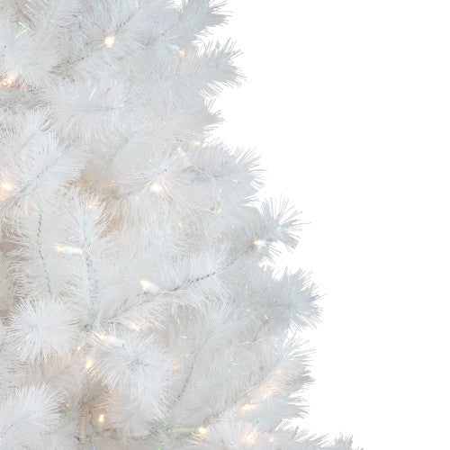 7.5' Pre-Lit White Alaskan Pine Artificial Christmas Tree, Warm White LED Lights