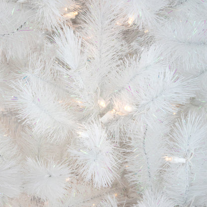 6.5' Pre-Lit White Alaskan Pine Artificial Christmas Tree, Warm White LED Lights