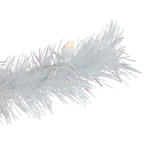 7.5' Pre-Lit White Alaskan Pine Artificial Christmas Tree, Warm White LED Lights