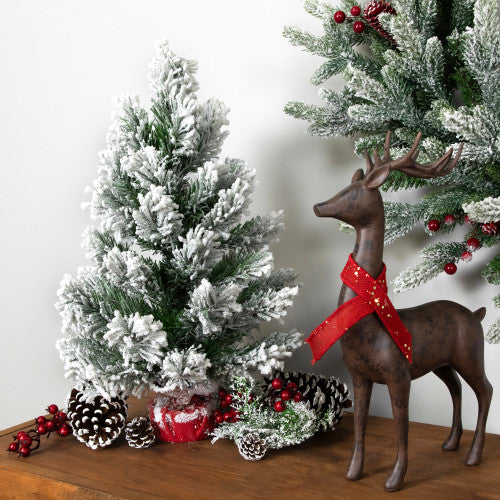 Flocked Angel Pine Artificial Mini Christmas Tree - 19" - Unlit