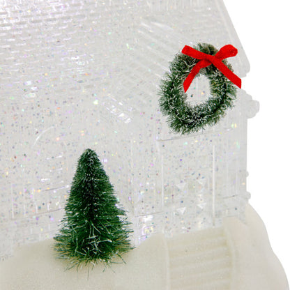 LED Lighted Icy Crystal Glitter Snow Globe Christmas House - 9"