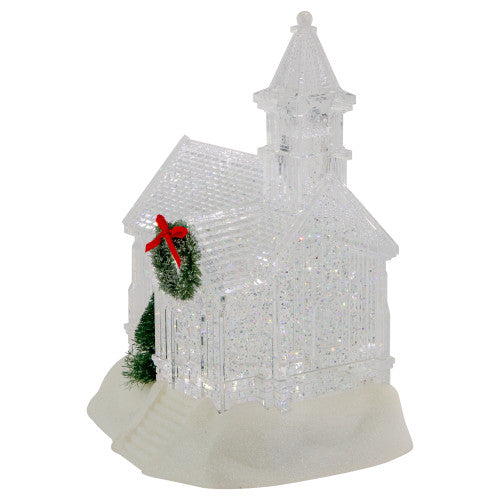 LED Lighted Icy Crystal Glitter Snow Globe Christmas House - 9"