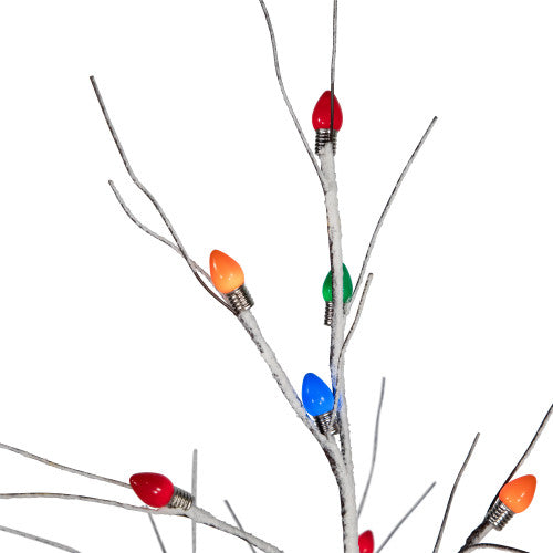 LED Lighted Frosted Christmas Twig Tree - 4' - Brown - Multi-Color lights