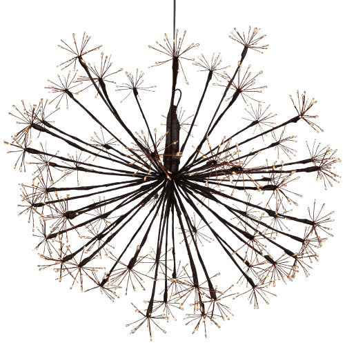 20" LED Lighted Brown Christmas Ball Decoration, Warm White Lights