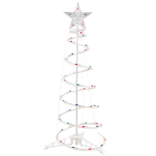 Lighted Spiral Cone Tree Outdoor Christmas Decoration - 3' - White - Multi Lights