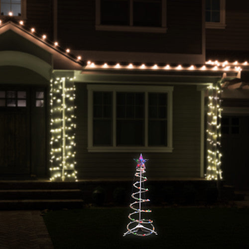 Lighted Spiral Cone Tree Outdoor Christmas Decoration - 3' - White - Multi Lights